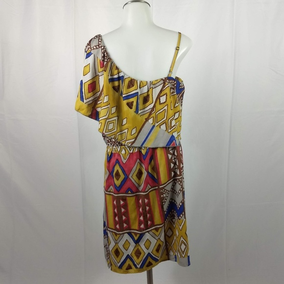 Indulge Size XL 1 Shoulder Multi-Colored Dress EUC - Picture 5 of 7